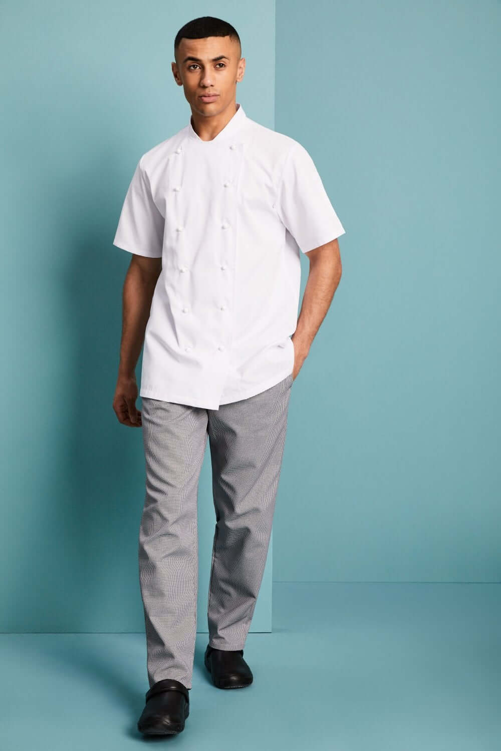 Unisex Short Sleeve Reversible Front Chef Jacket - Image 3