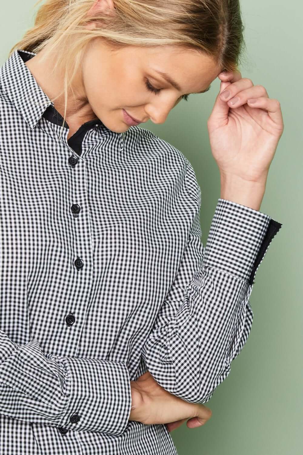 Simon Jersey Long Sleeve Check Blouse - Image 6