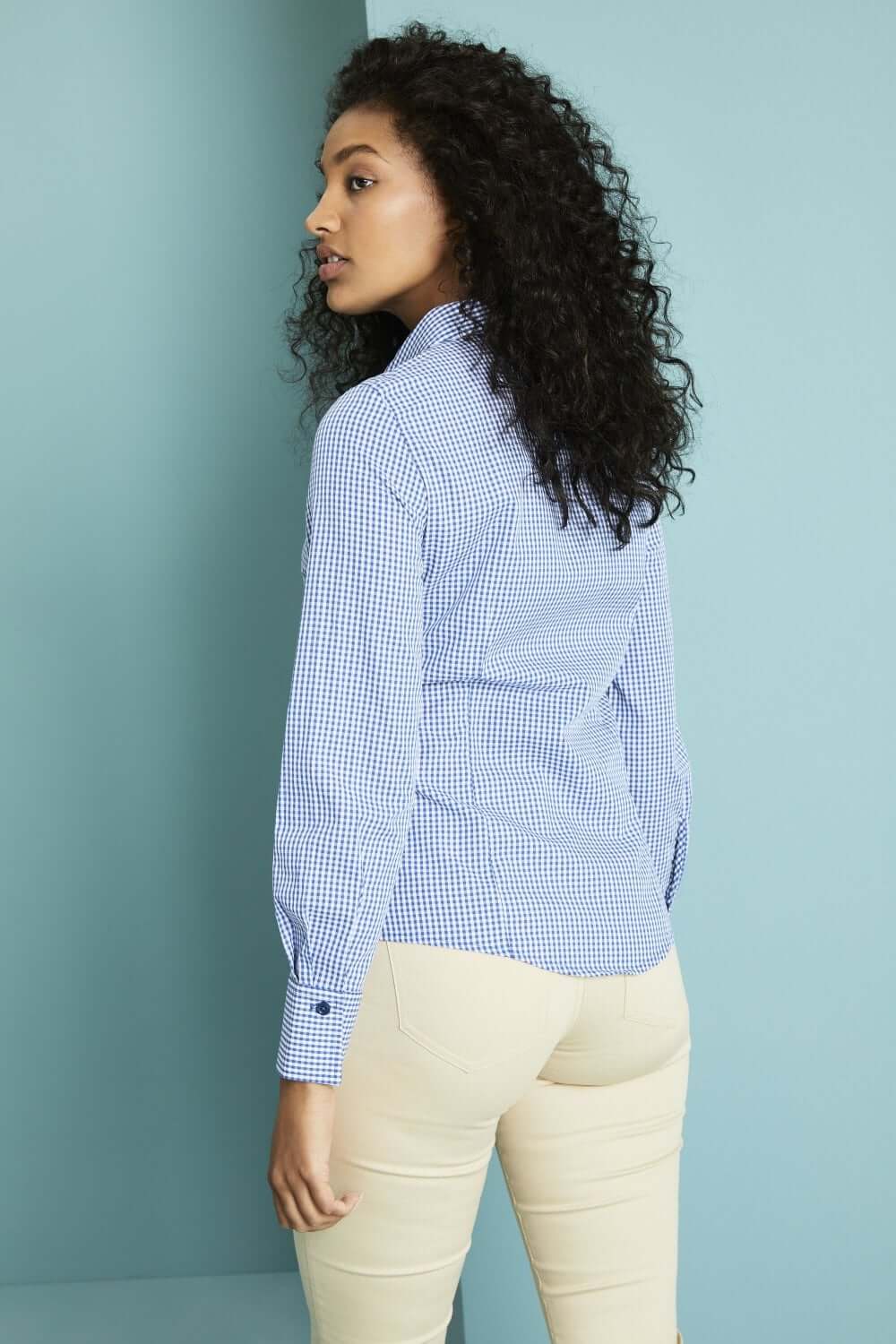 Simon Jersey Long Sleeve Check Blouse - Image 8