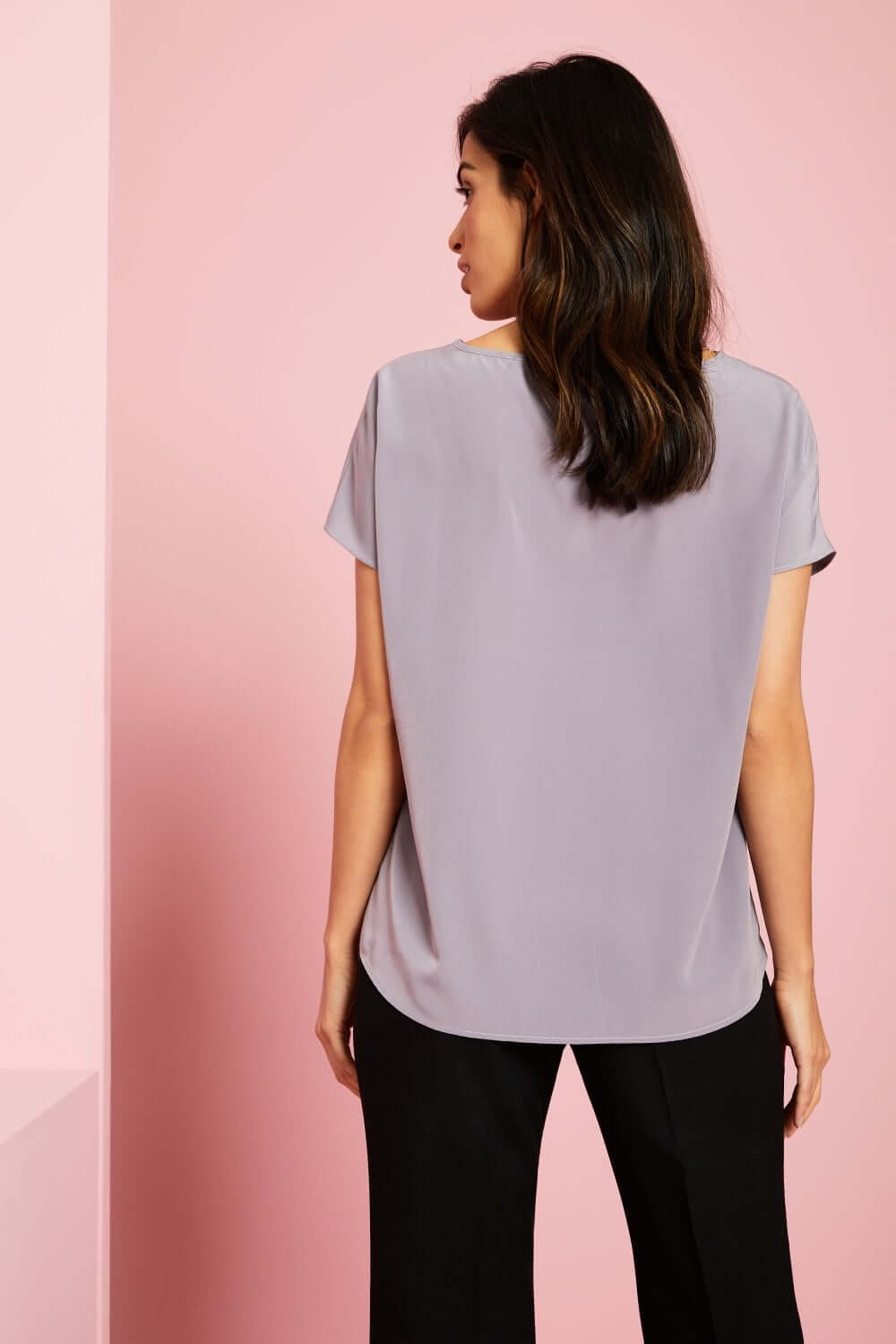 Paatkaelusega ühevärviline siidkrepp pluus - Image 15