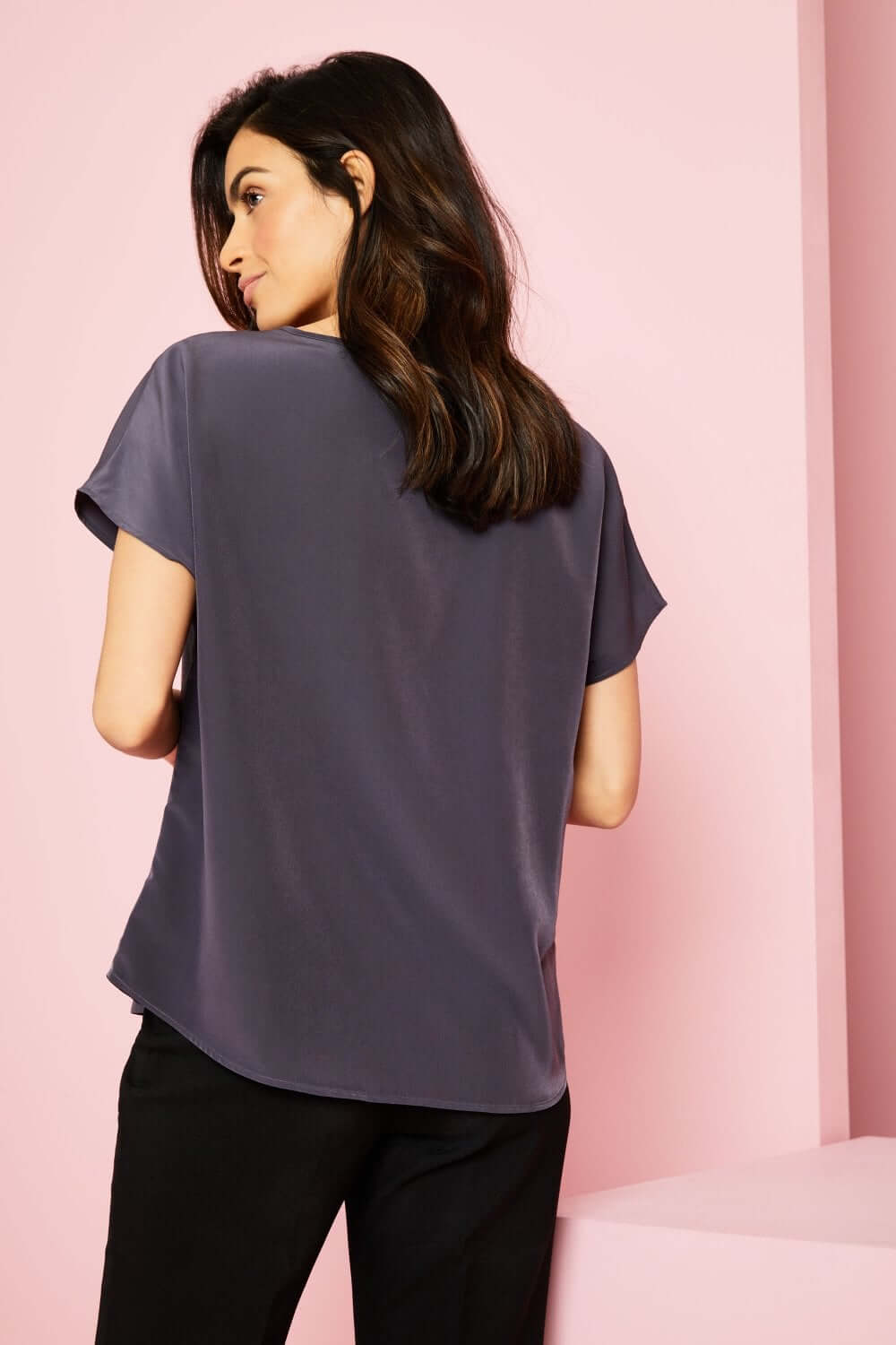 Paatkaelusega ühevärviline siidkrepp pluus - Image 26