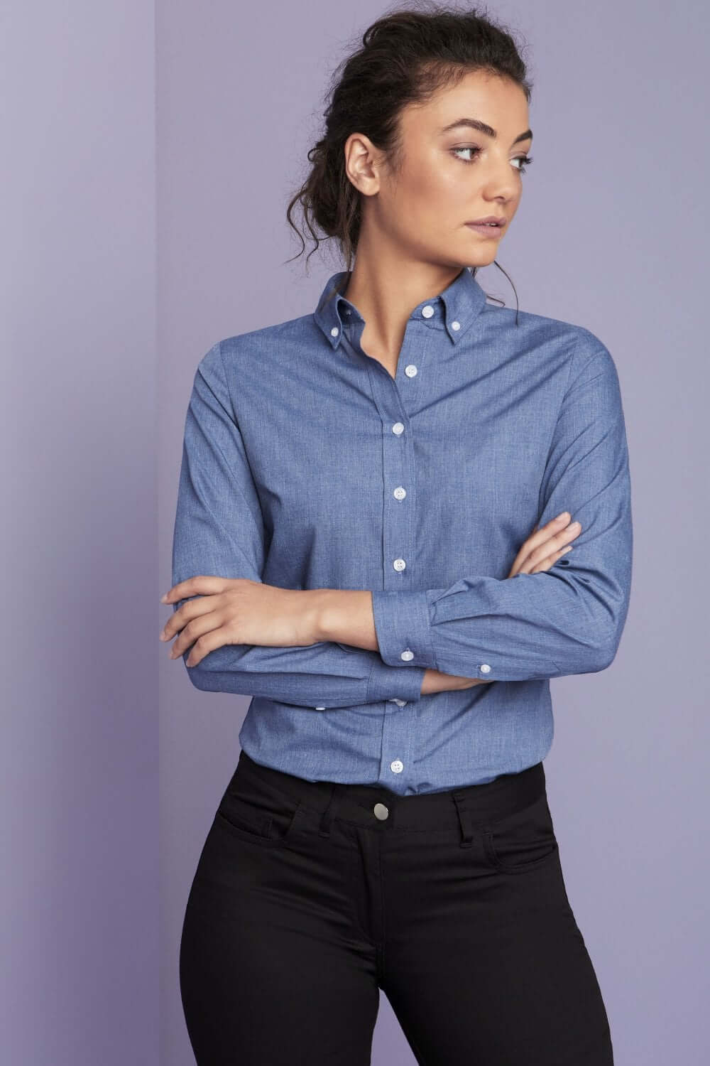 Denim-Look pluus naistele - Image 6