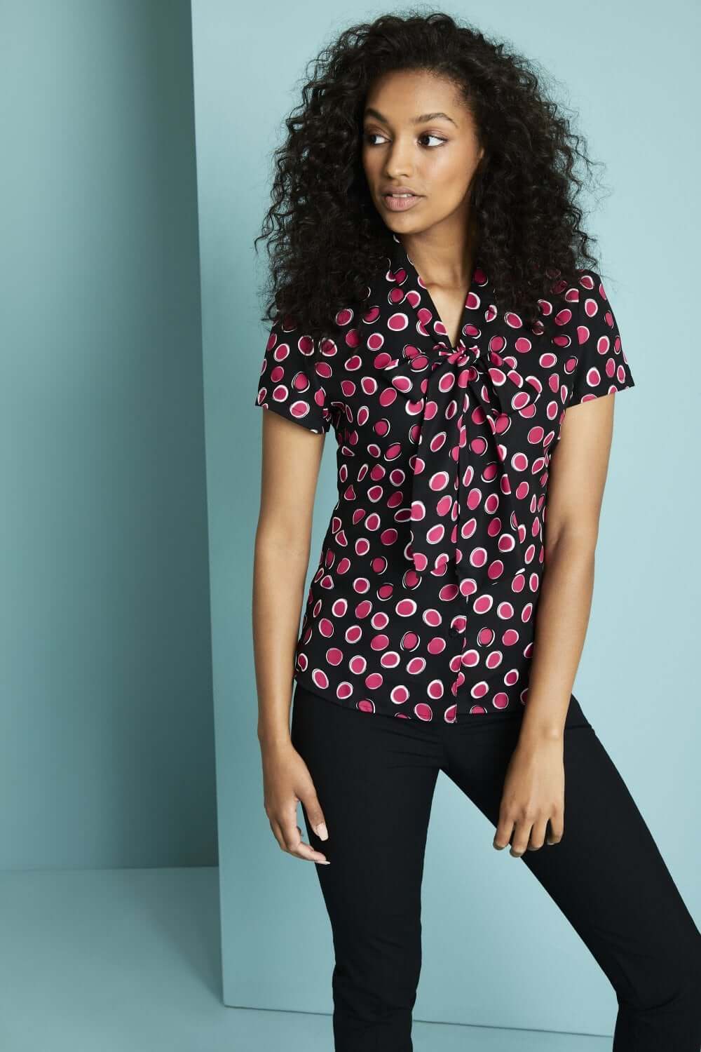 Seotava kaelusega mustriline pluus naistele - Image 10