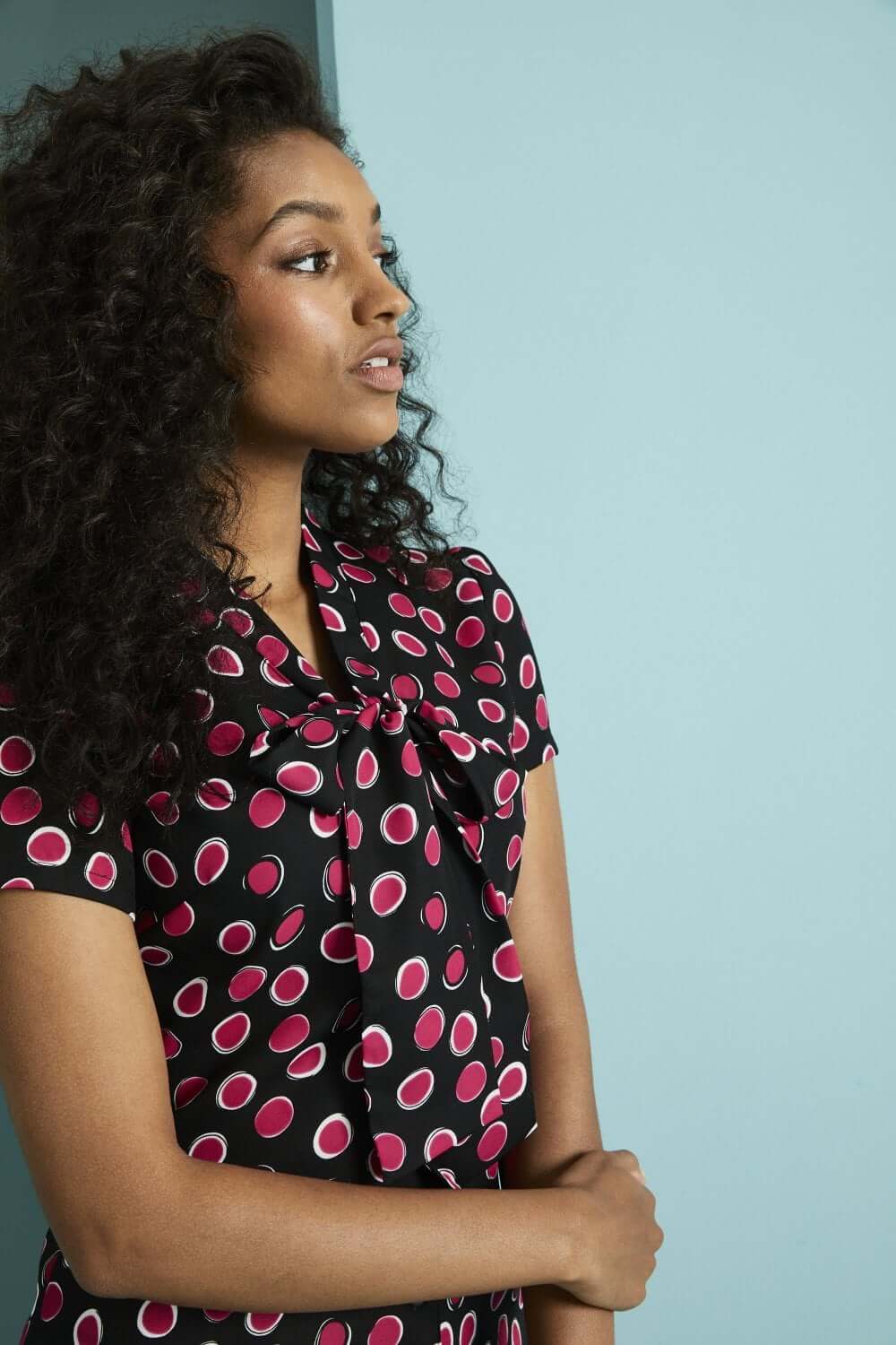 Seotava kaelusega mustriline pluus naistele - Image 8