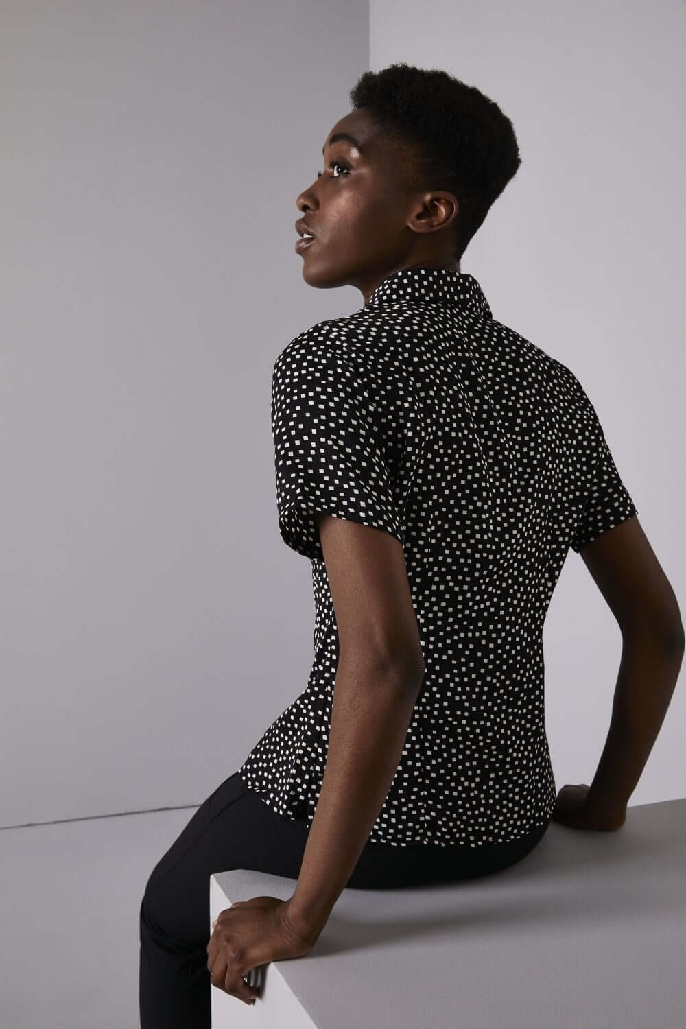 Nööbitav siidkrepp mustriline pluus naistele - Image 18