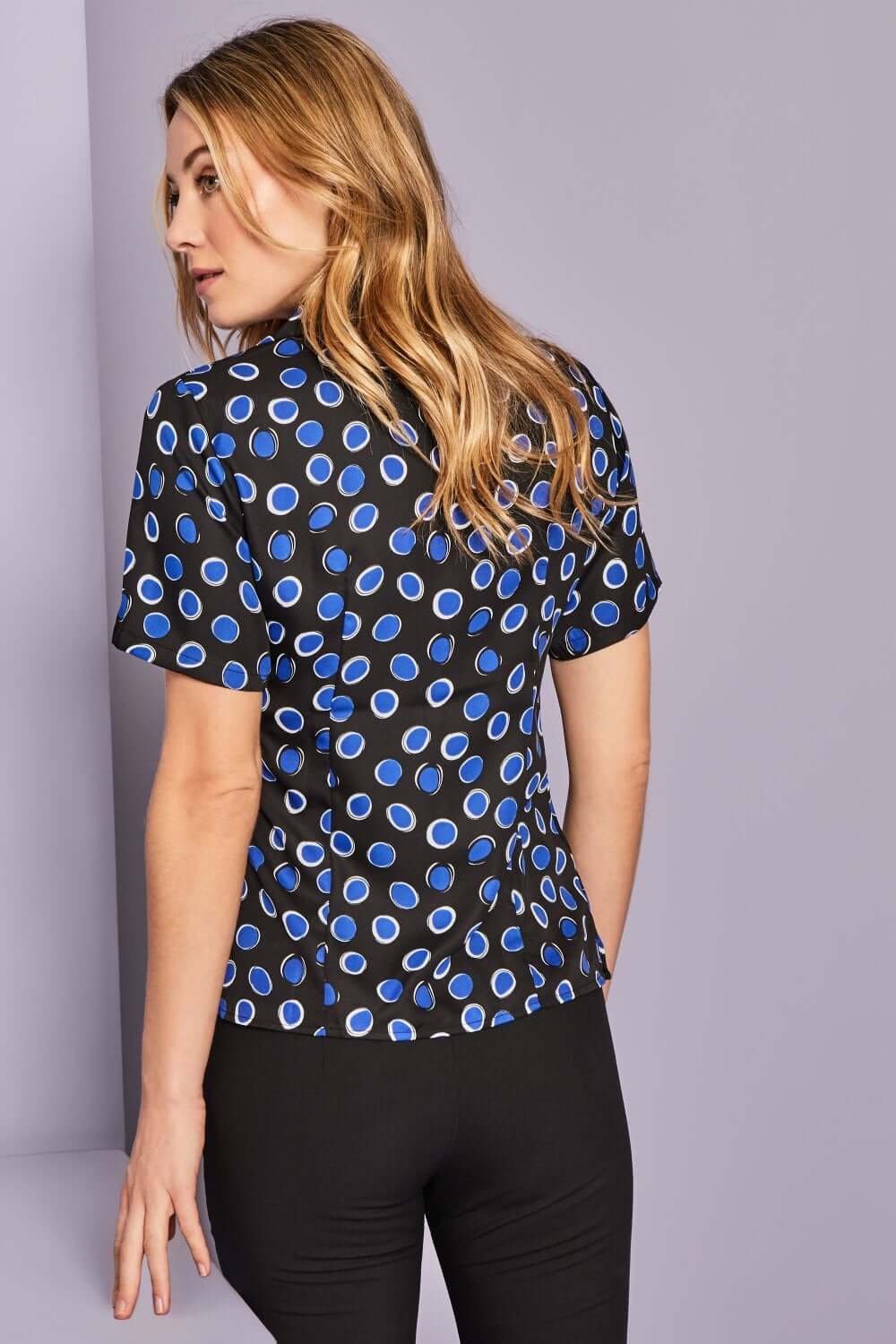 Nööbitav siidkrepp mustriline pluus naistele - Image 6