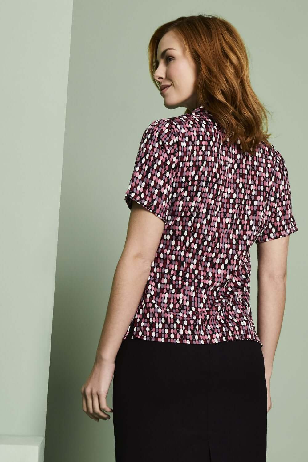 Nööbitav siidkrepp mustriline pluus naistele - Image 15