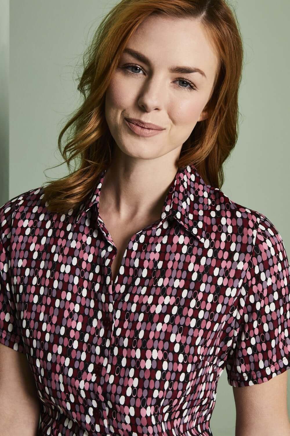 Nööbitav siidkrepp mustriline pluus naistele - Image 14