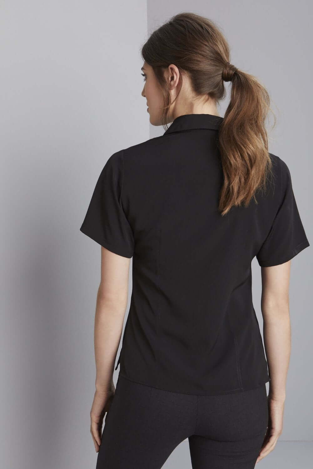 Nööbitav siidkrepp ühevärviline pluus naistele - Image 3