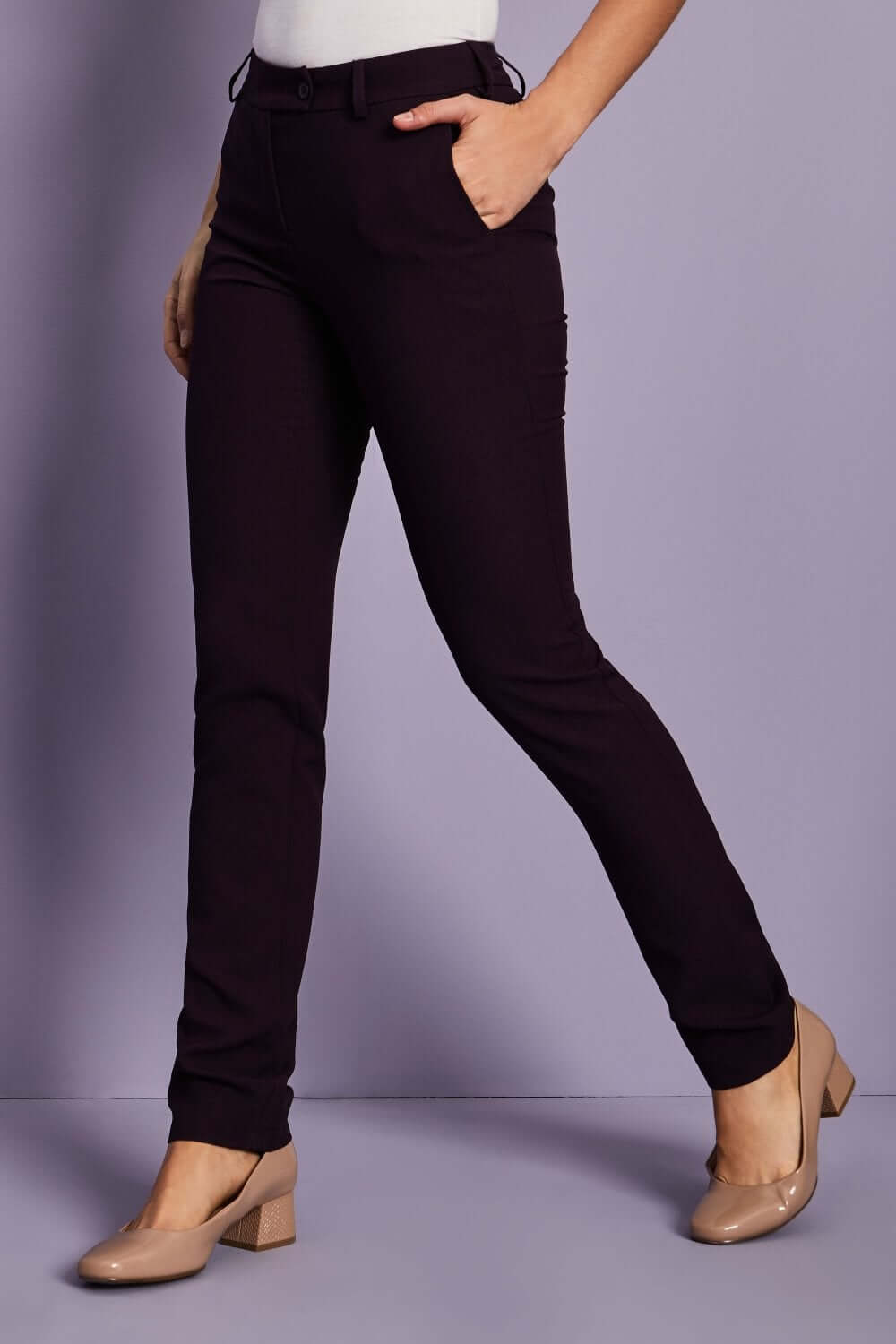 Slim-fit püksid naistele, õmblemata alaäärega