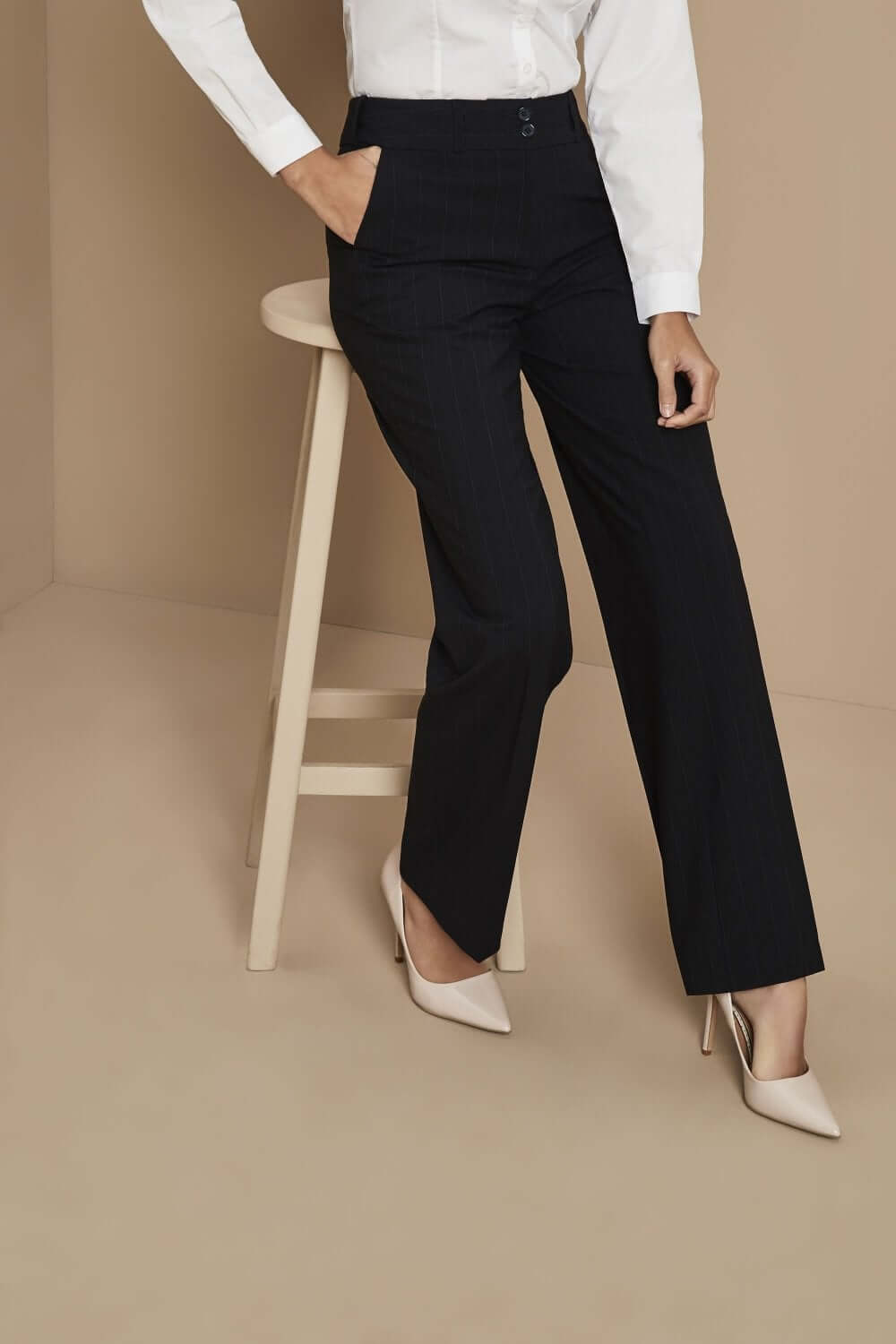 Qualitas Straight Leg Striped Trousers for Women - Image 2