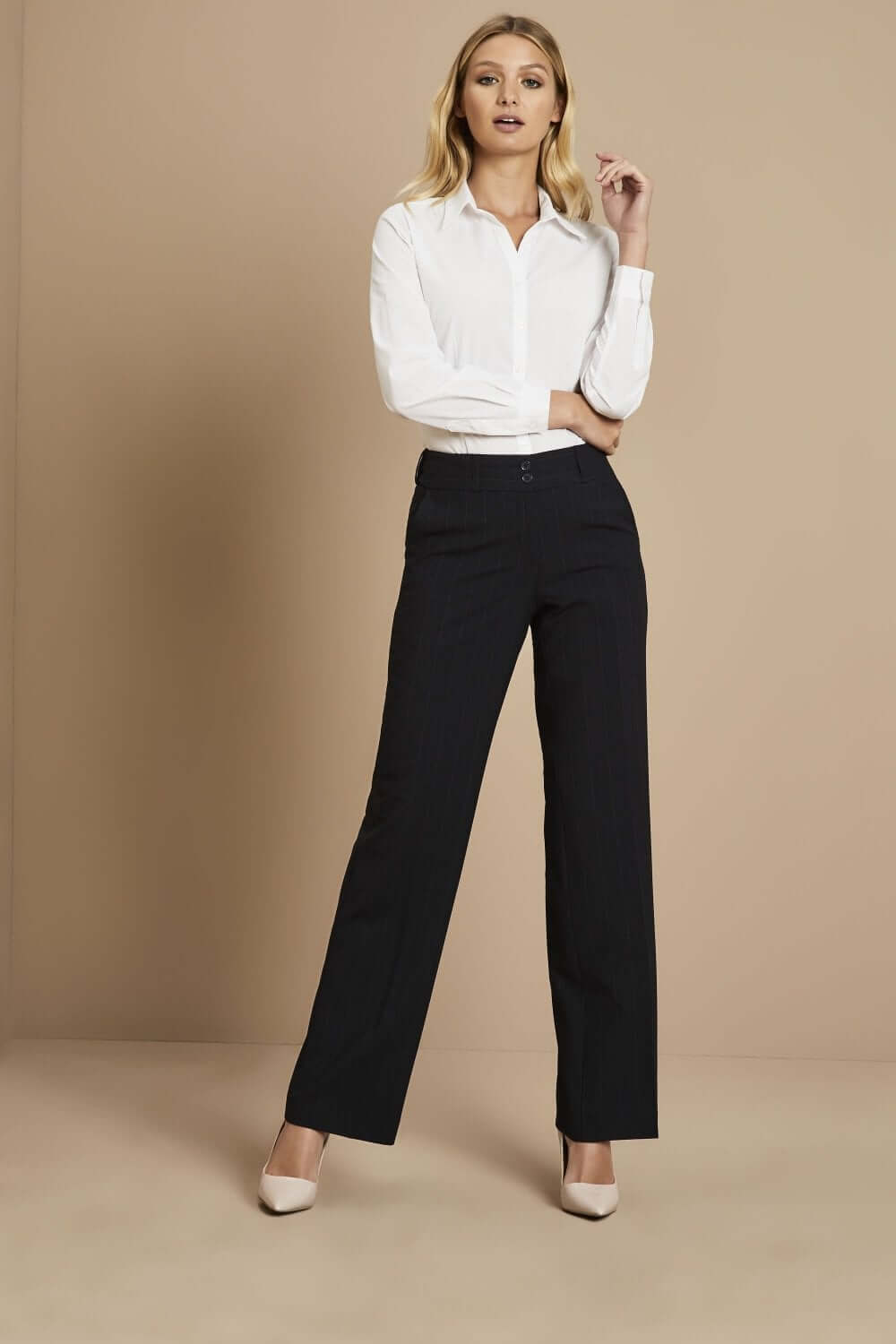 Qualitas Straight Leg Striped Trousers for Women - Image 4