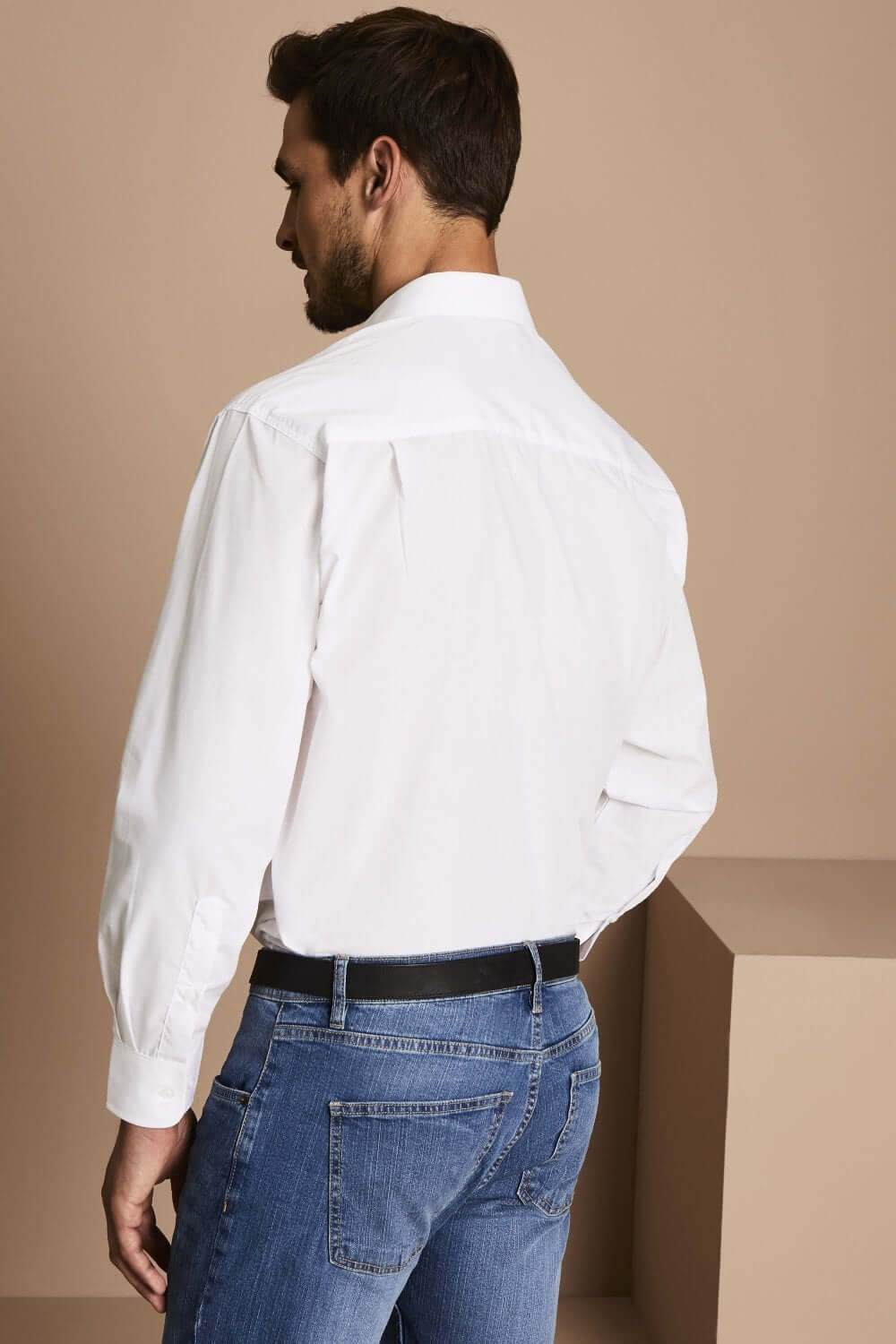 Klassikaline pikkade varrukatega valge triiksärk meestele - Image 3