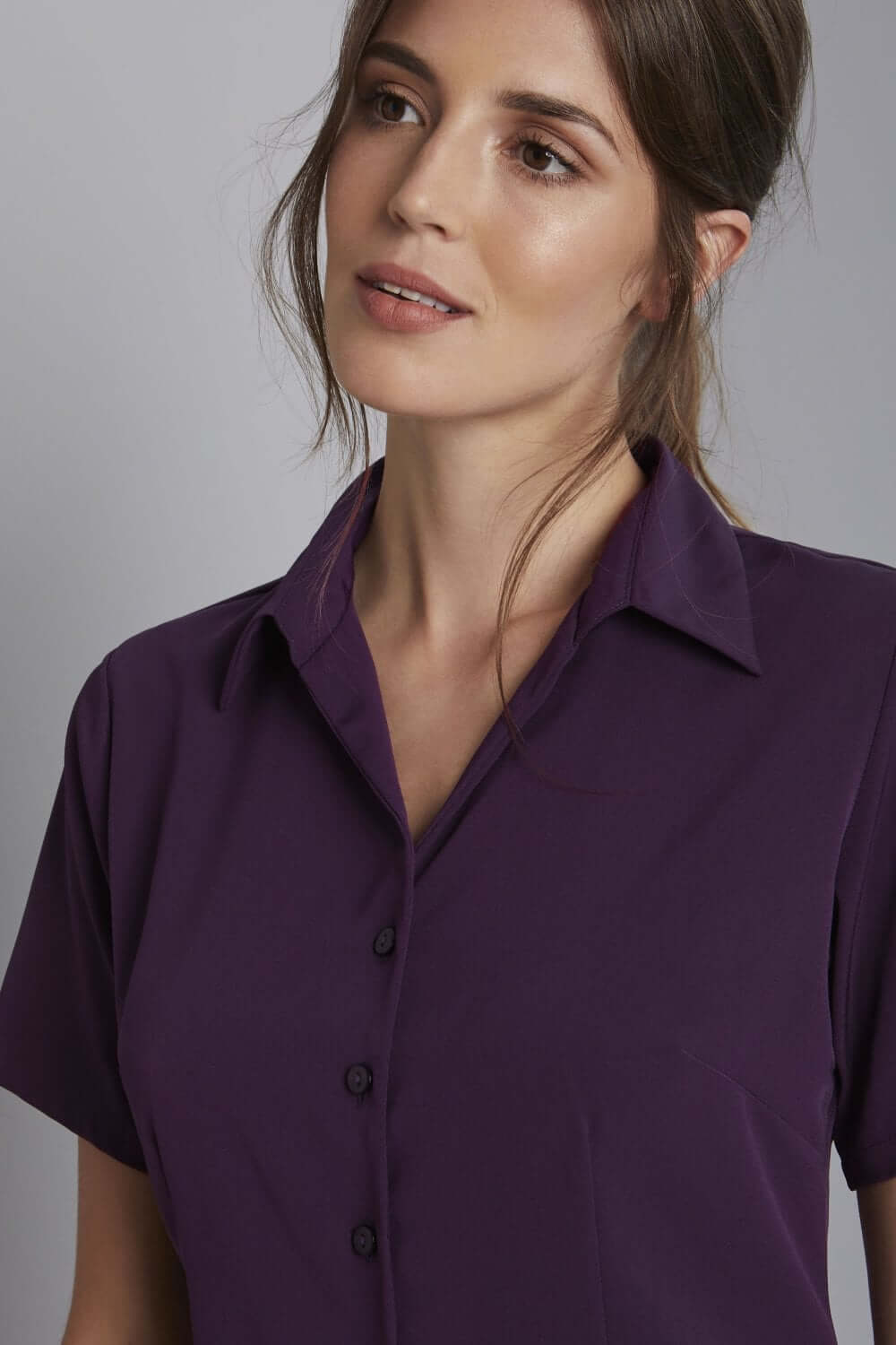 Nööbitav siidkrepp ühevärviline pluus naistele - Image 10