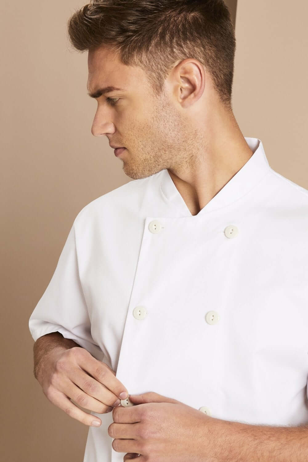 Kuuma köögi kokajakk, nööpide ja lühikeste varrukatega - Image 2