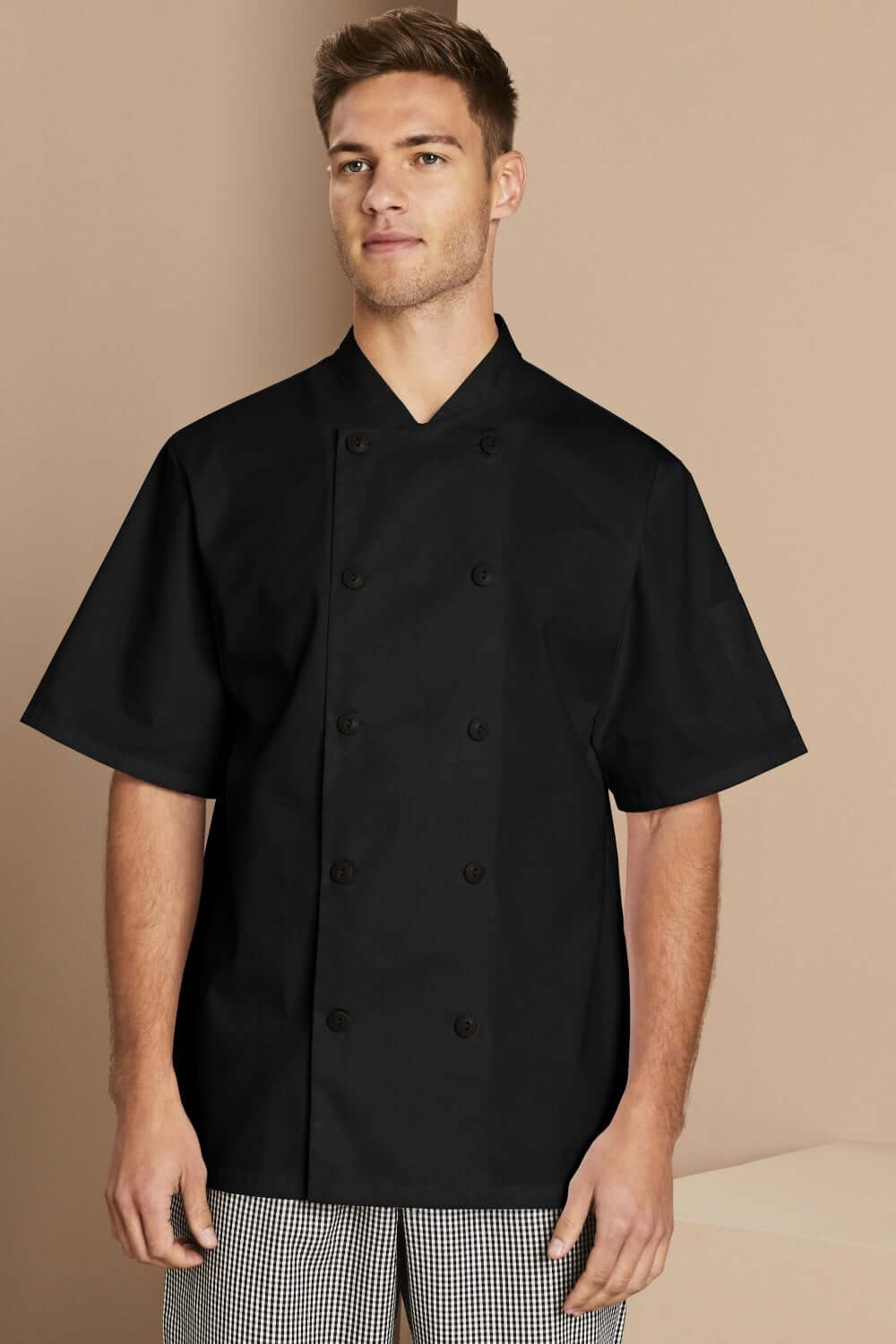 Kuuma köögi kokajakk, nööpide ja lühikeste varrukatega