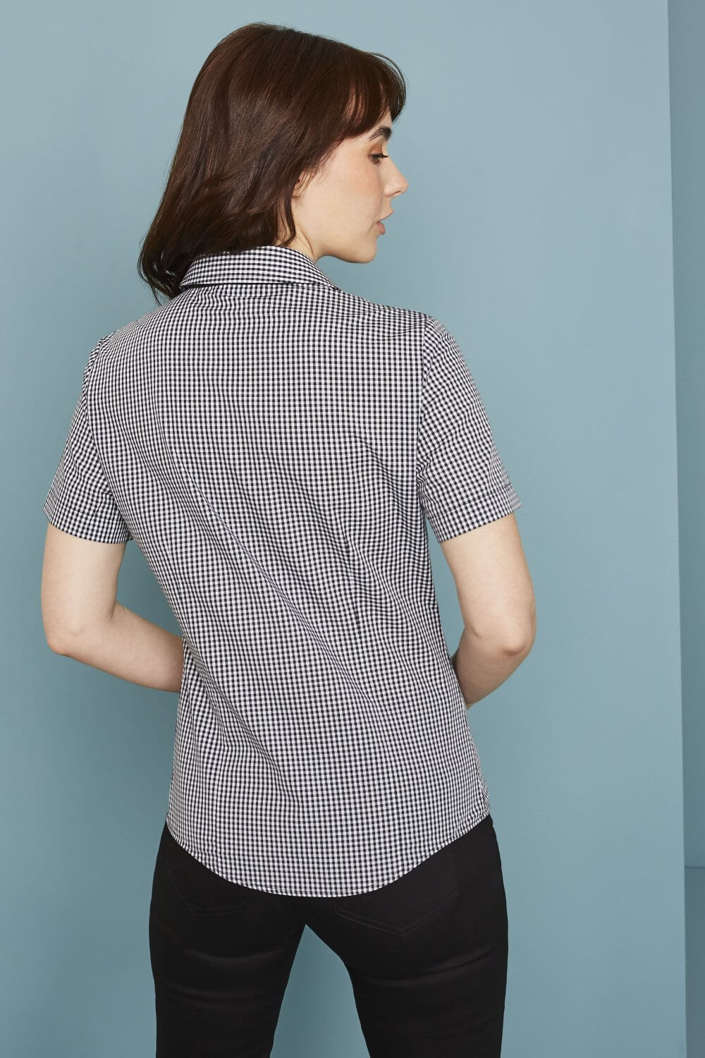 Naiste lühikeste varrukatega ruuduline pluus - Image 2