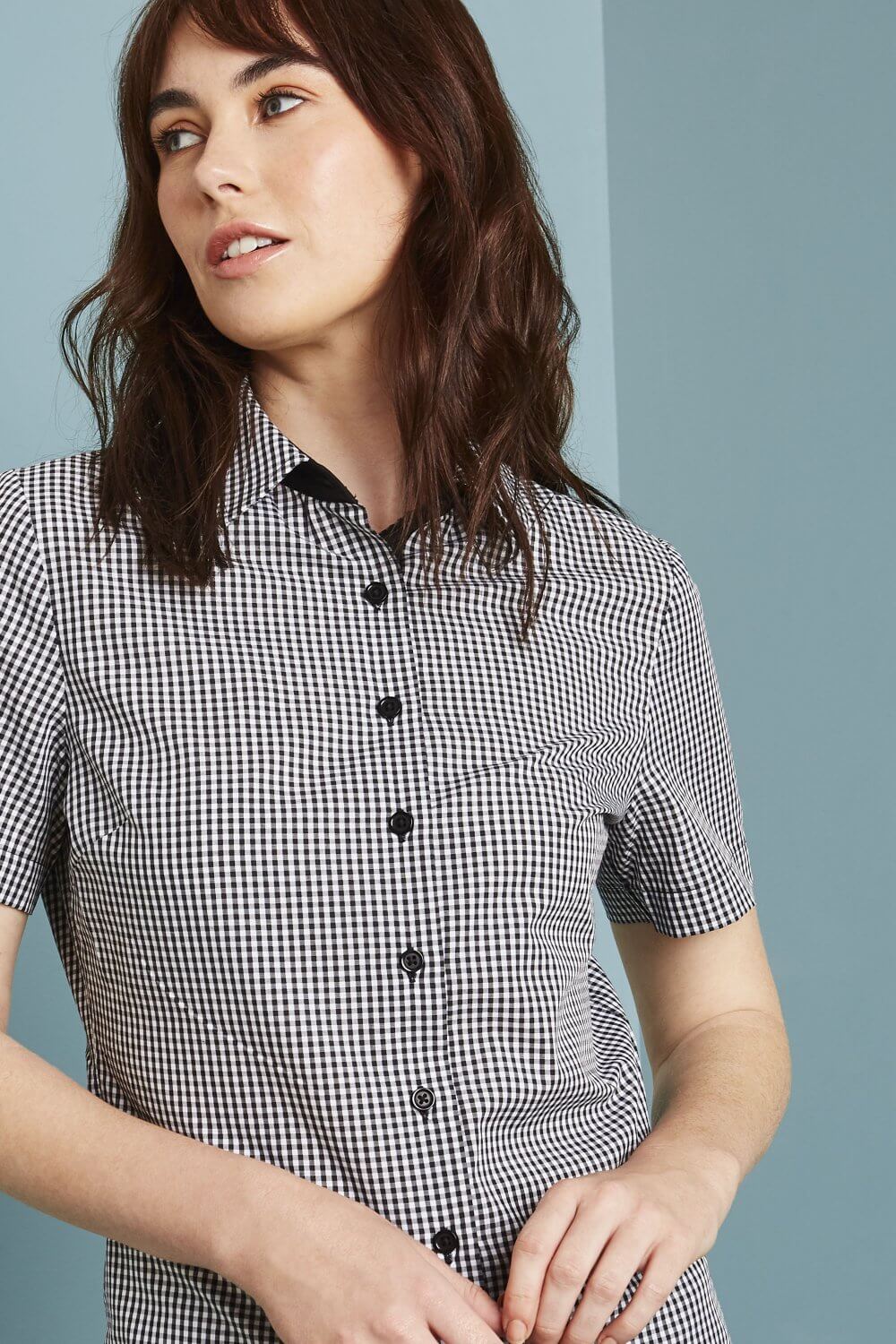 Naiste lühikeste varrukatega ruuduline pluus - Image 3