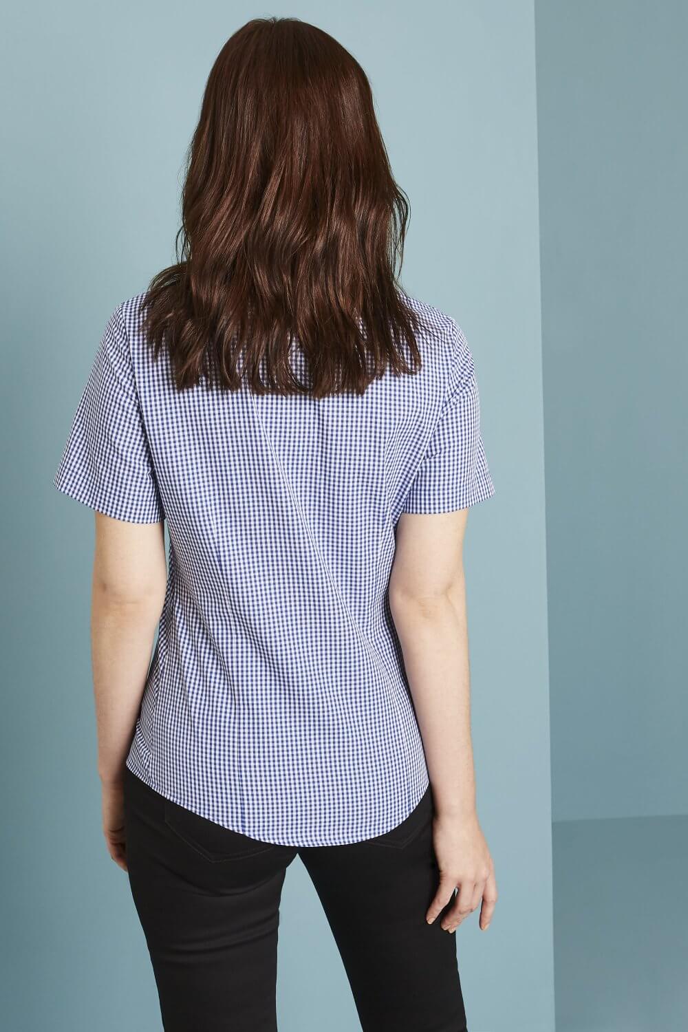 Naiste lühikeste varrukatega ruuduline pluus - Image 5