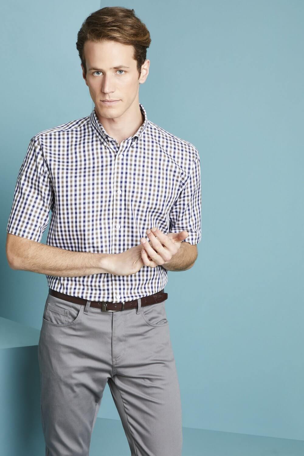 Meeste lühikeste varrukatega suurte ruutudega särk - Image 3