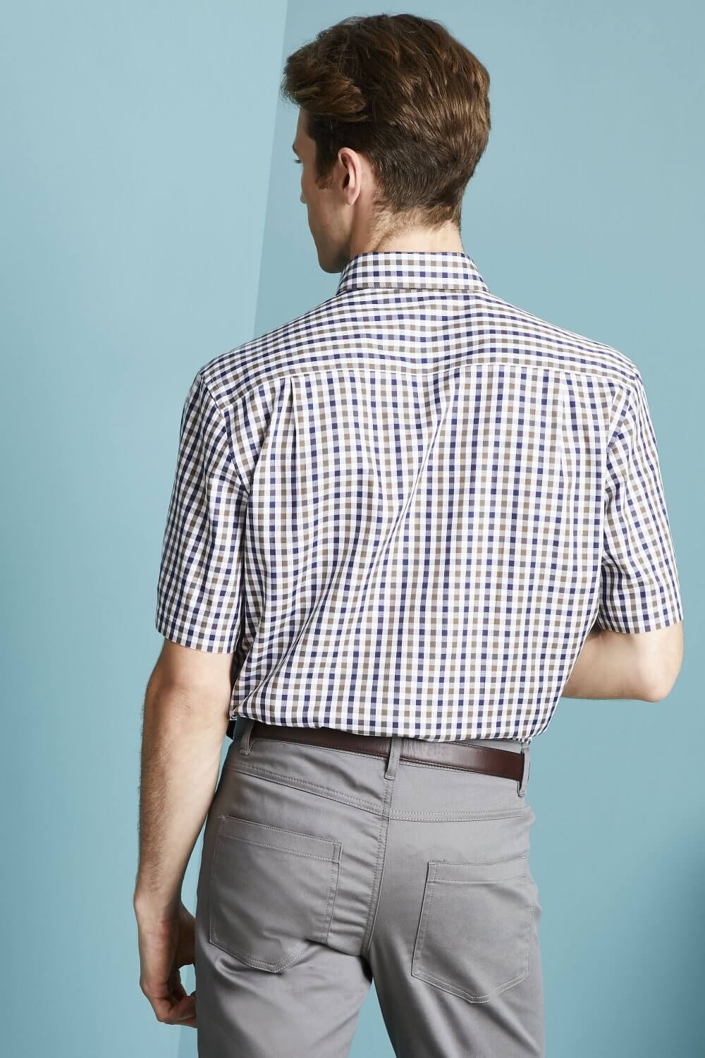 Meeste lühikeste varrukatega suurte ruutudega särk - Image 4