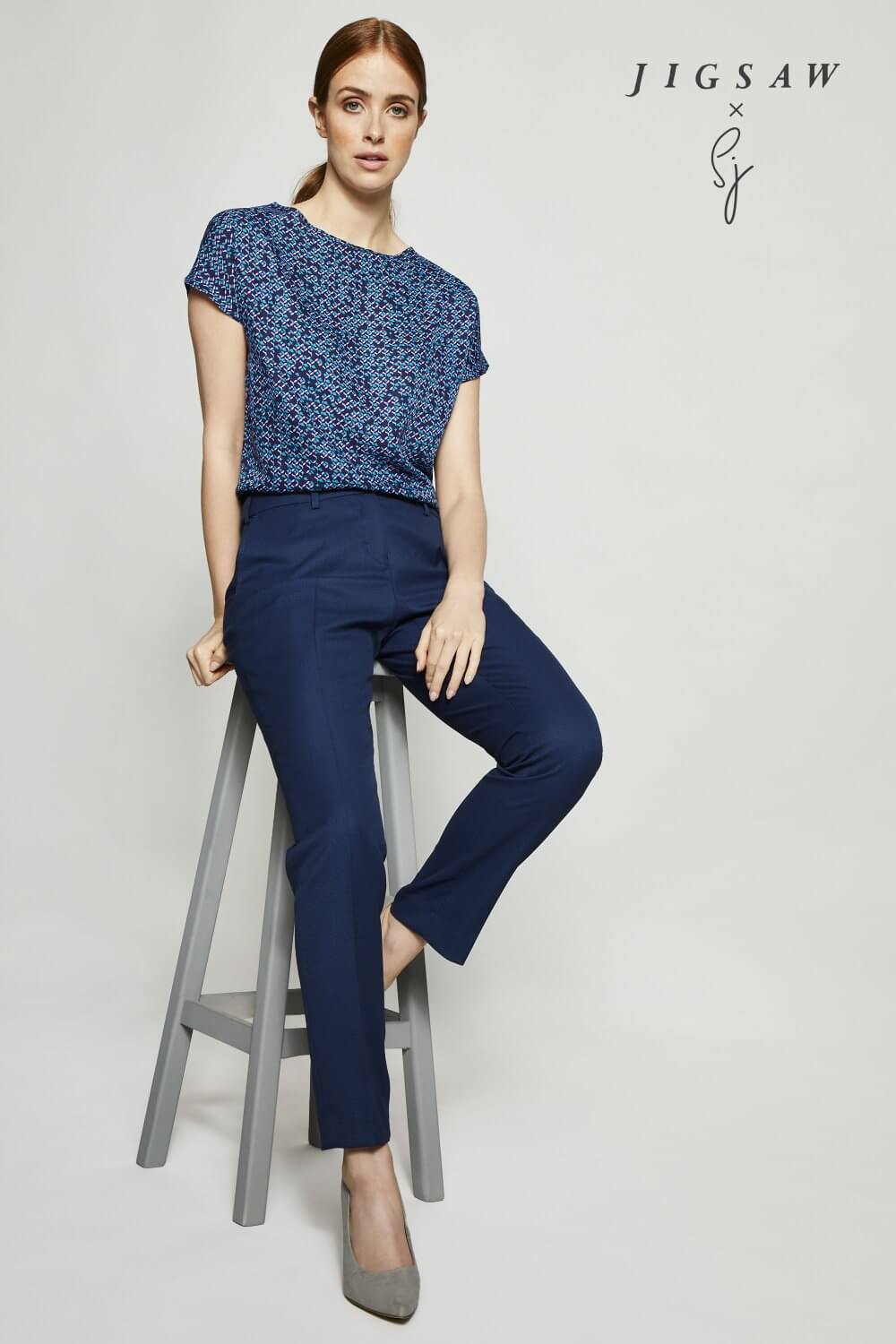 Jigsaw X SJ paatkaelusega mustriline pluus naistele - Image 3