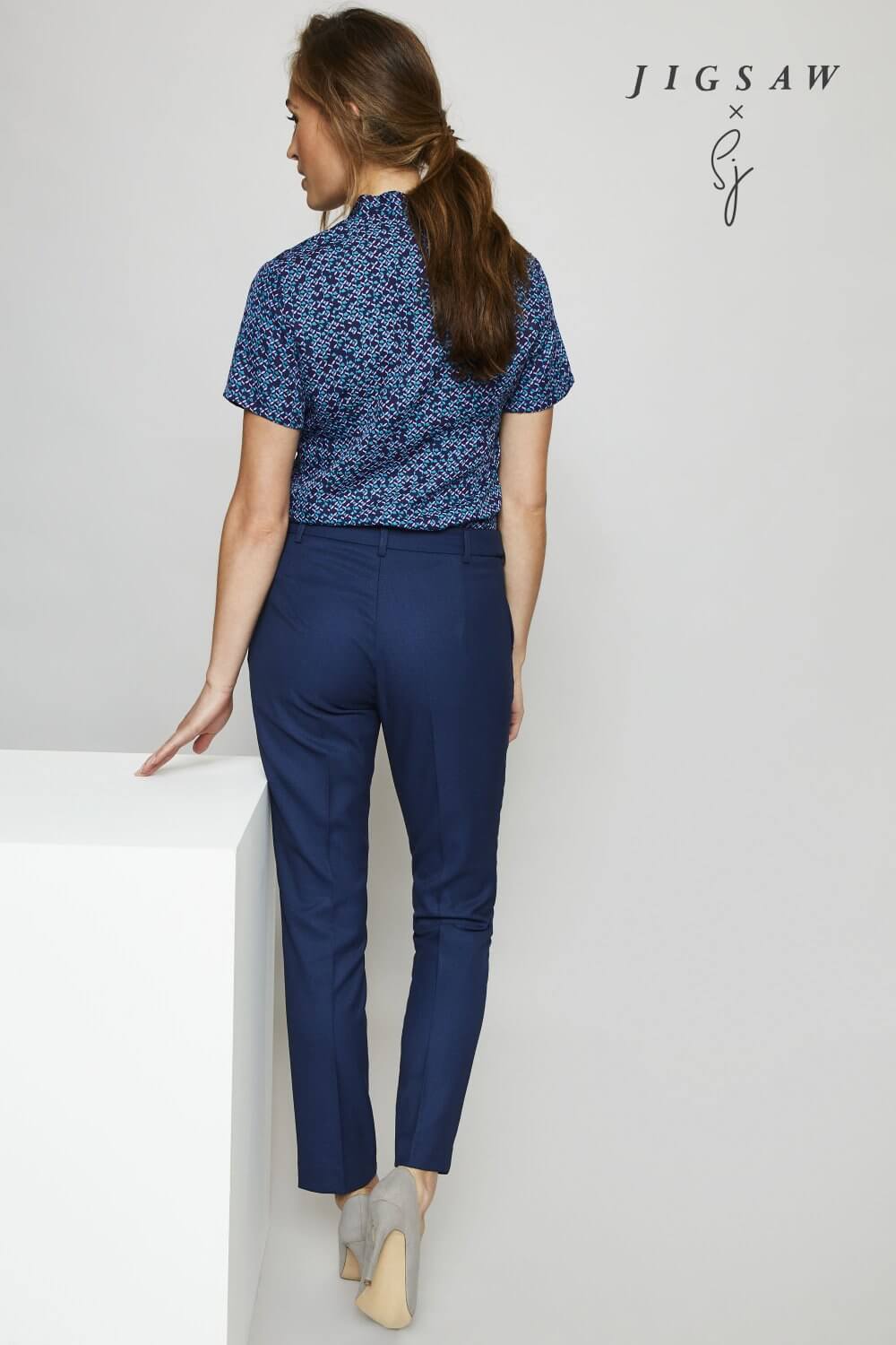 Jigsaw X SJ seotava kaelusega mustriline pluus naistele - Image 5