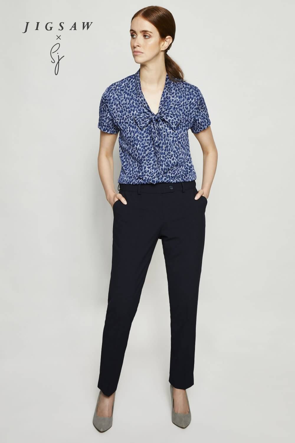 Jigsaw X SJ seotava kaelusega mustriline pluus naistele - Image 12