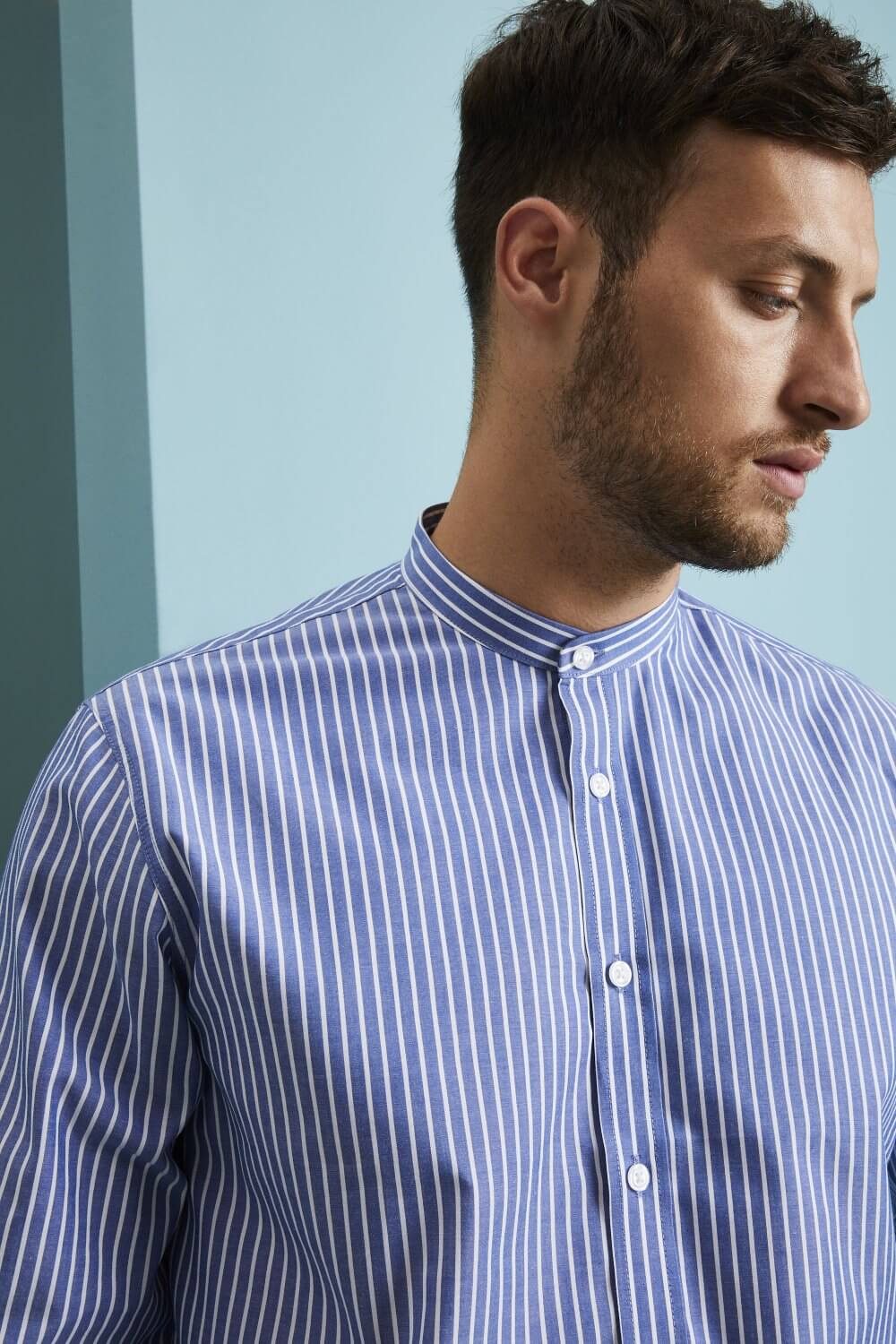 Meeste mandarin kraega triibuline pluus - Image 2