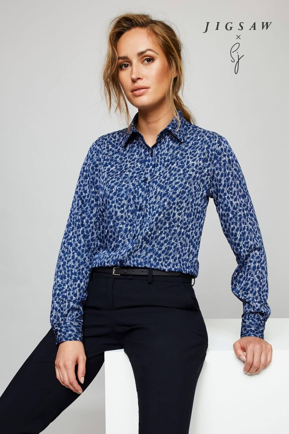 Jigsaw X SJ pikkade varrukatega mustriline pluus